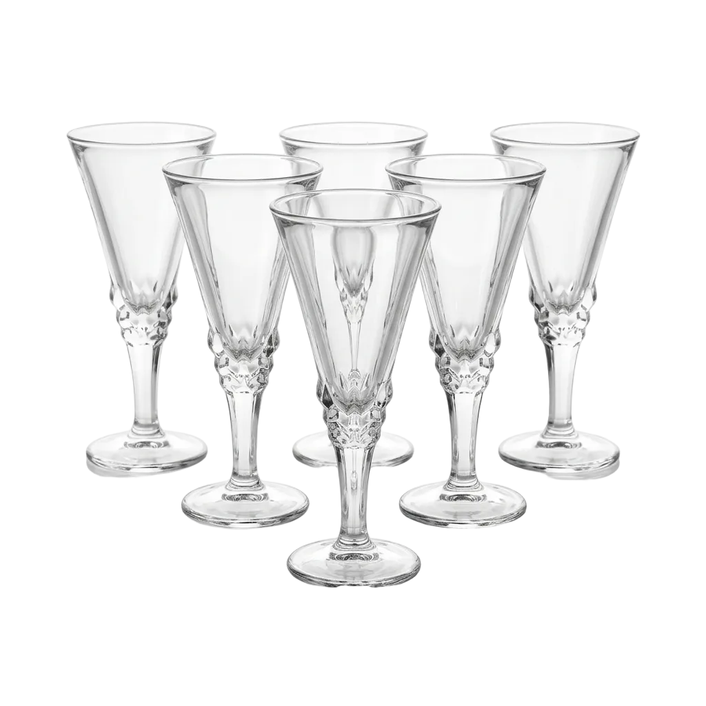 Elegant Cut Champagne Glasses Set of 6