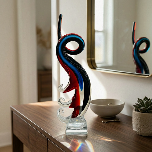 Elegant Glass Color Ribbon Wave Sculpture