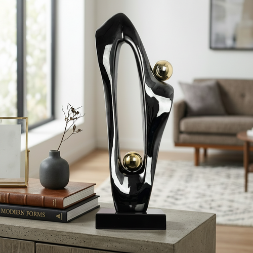 Modern Black & Gold Pinball Sculpture