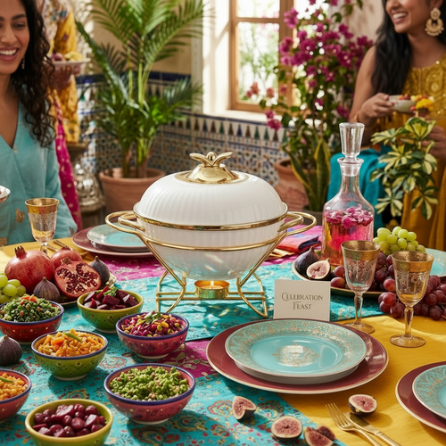 Royal Buffet Chafing Dish with Gold Plated Stand
