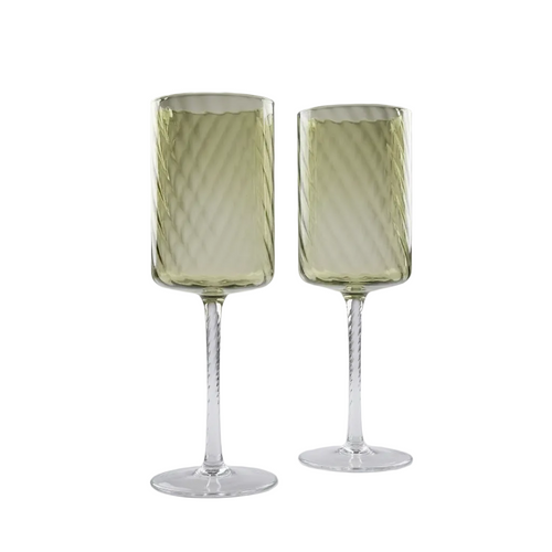 Modern Ribbed Wine Glasses Set of 6