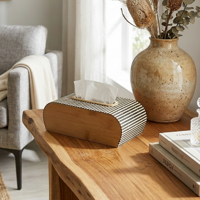 Elegant Linear Stripe Tissue Box