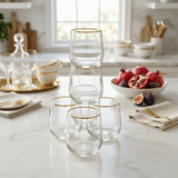 Minimalist Gold Rimed Glasses Set of 6