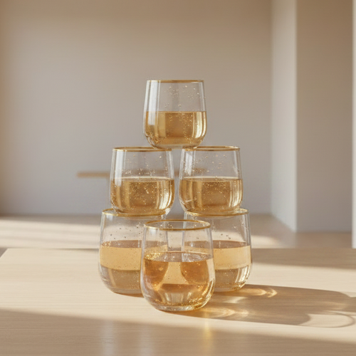 Minimalist Gold Rimed Glasses Set of 6