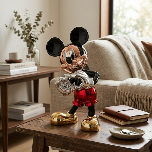 Chrome Mickey Mouse Heart Sculpture