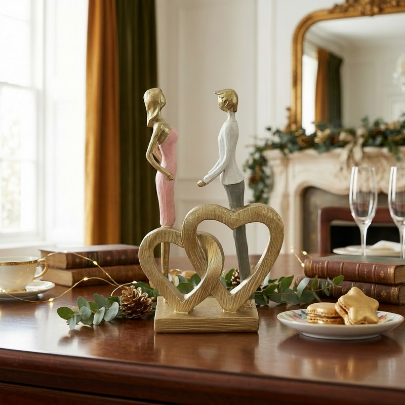 Modern Hearts Couple Sculpture