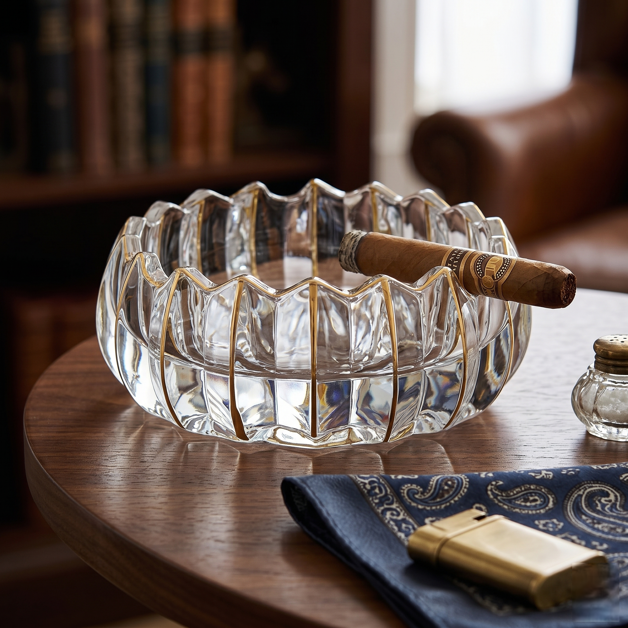 Opulent Ashtray With Gold Rim