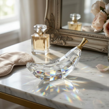 Crystal Glass Banana Showpiece with Gold Accent