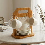 Elysian Morning Tea Set with Wooden Stand Set of 6