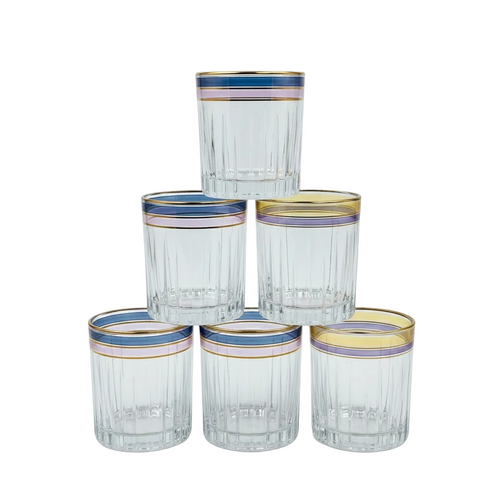 Royal Gold Rimmed Glasses Set of 6