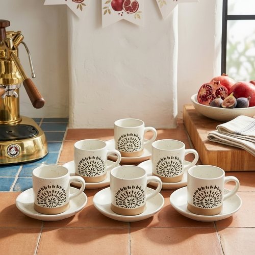 Elegant Ceramic Cup & Saucer Set 12 Piece