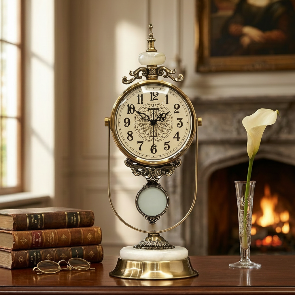 Victorian Ivory Pendulum Table Clock