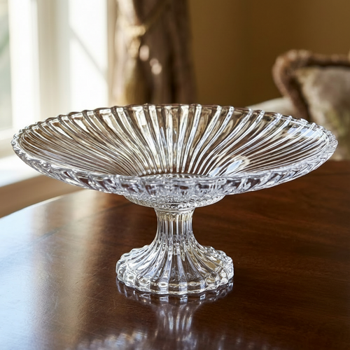 Artisan Ribbed Crystal Pedestal Bowl