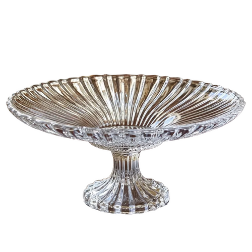 Artisan Ribbed Crystal Pedestal Bowl