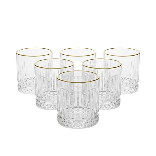 Elegant Gold Rim Whiskey Glasses Set of 6