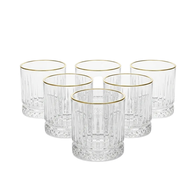 Elegant Gold Rim Whiskey Glasses Set of 6