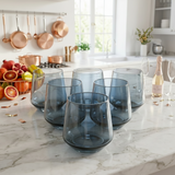 Luxury Slate Blue Tinted Glasses Set of 6