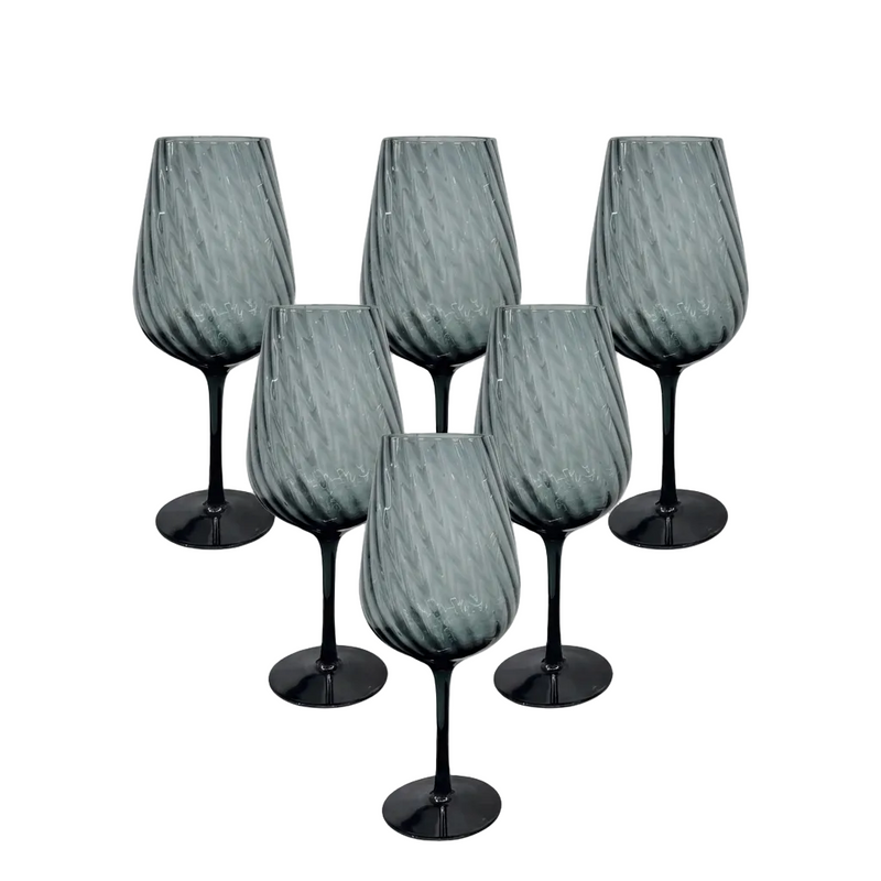 Smoky Grey Wine Glasses Set of 6