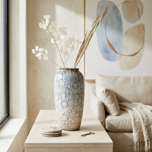 Coastal Blue Bubbled Textured Vase