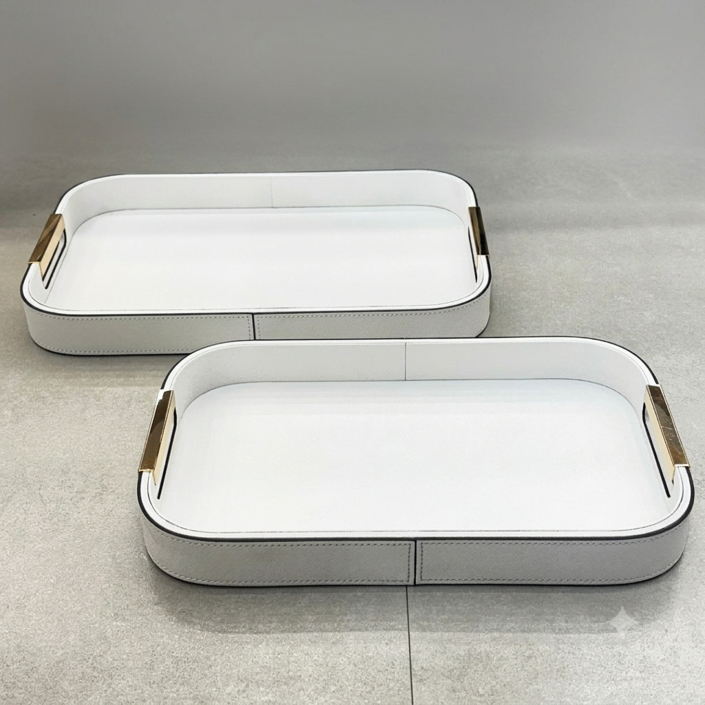 Luxury Leather Finish Serving Tray Set of 2