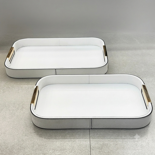 Luxury Leather Finish Serving Tray Set of 2