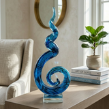 Elegant Glass Abstract Ocean Swirl Sculpture