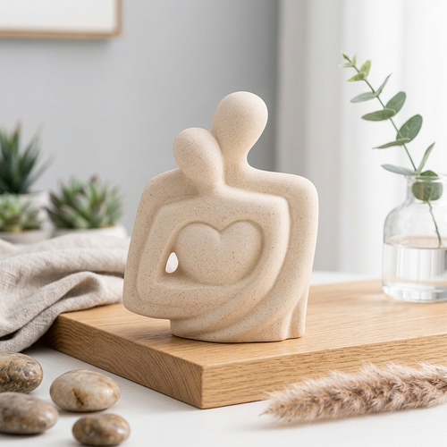 Elegant Couple Embrace Abstract Sculpture