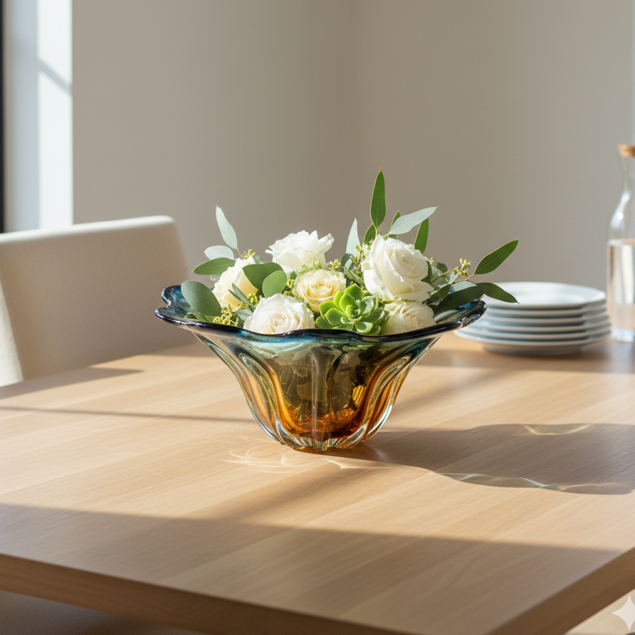 Premium Blue & Amber Glass Bowl
