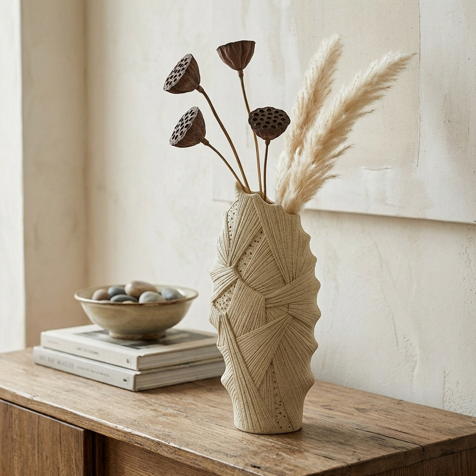 Sculptural Textured Sandstone Vase