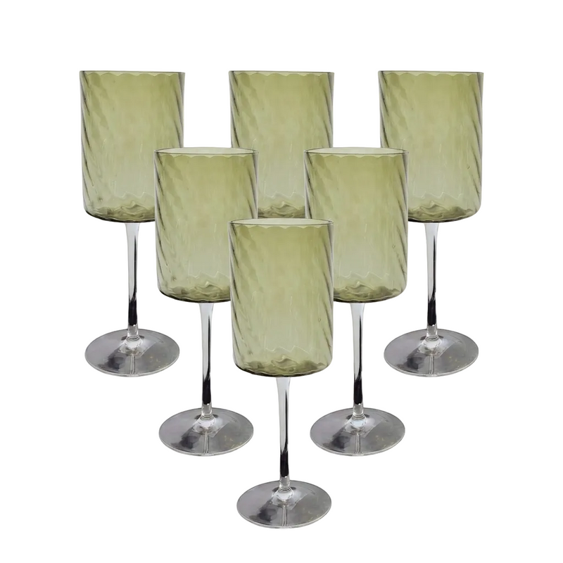 Modern Ribbed Wine Glasses Set of 6