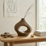 Hollow Oval Textured Ceramic Vase
