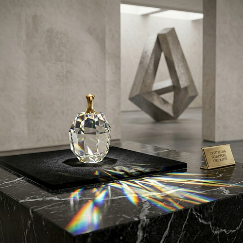 Crystal Glass Showpiece with Gold Accent