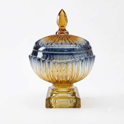 Amber & Smoke Glass Decorative Urn