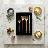 Modern Mirror Finish Gold Cutlery Set of 4