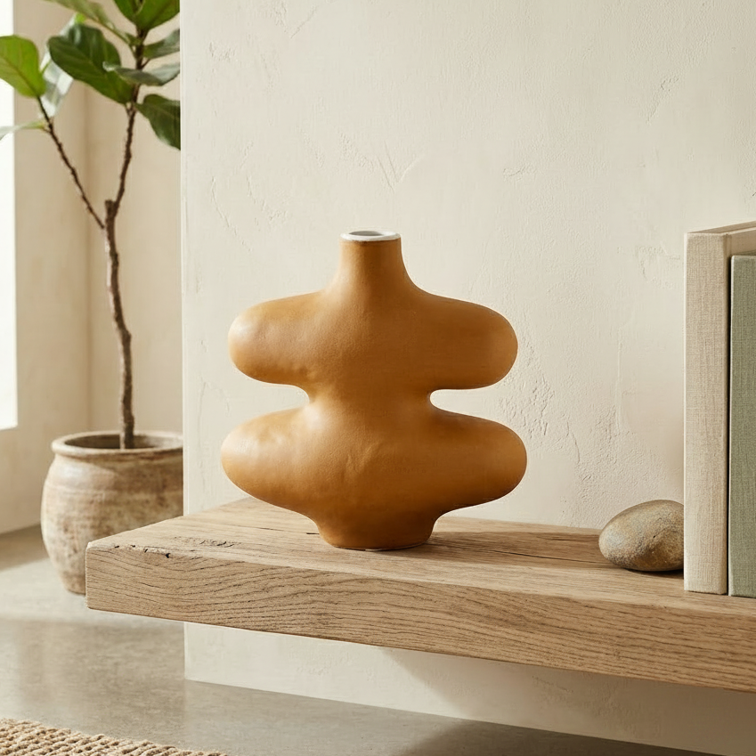 Oatmeal Textured Abstract Ceramic Vase
