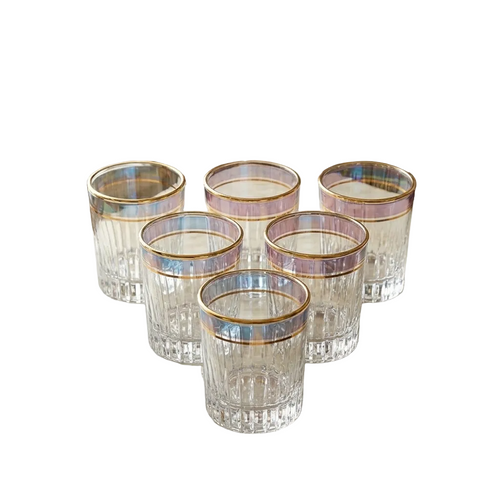 Tapered Gold-Ringed Glass Set of 6