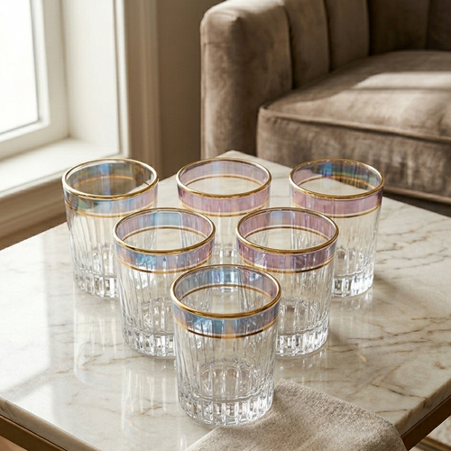 Tapered Gold-Ringed Glass Set of 6