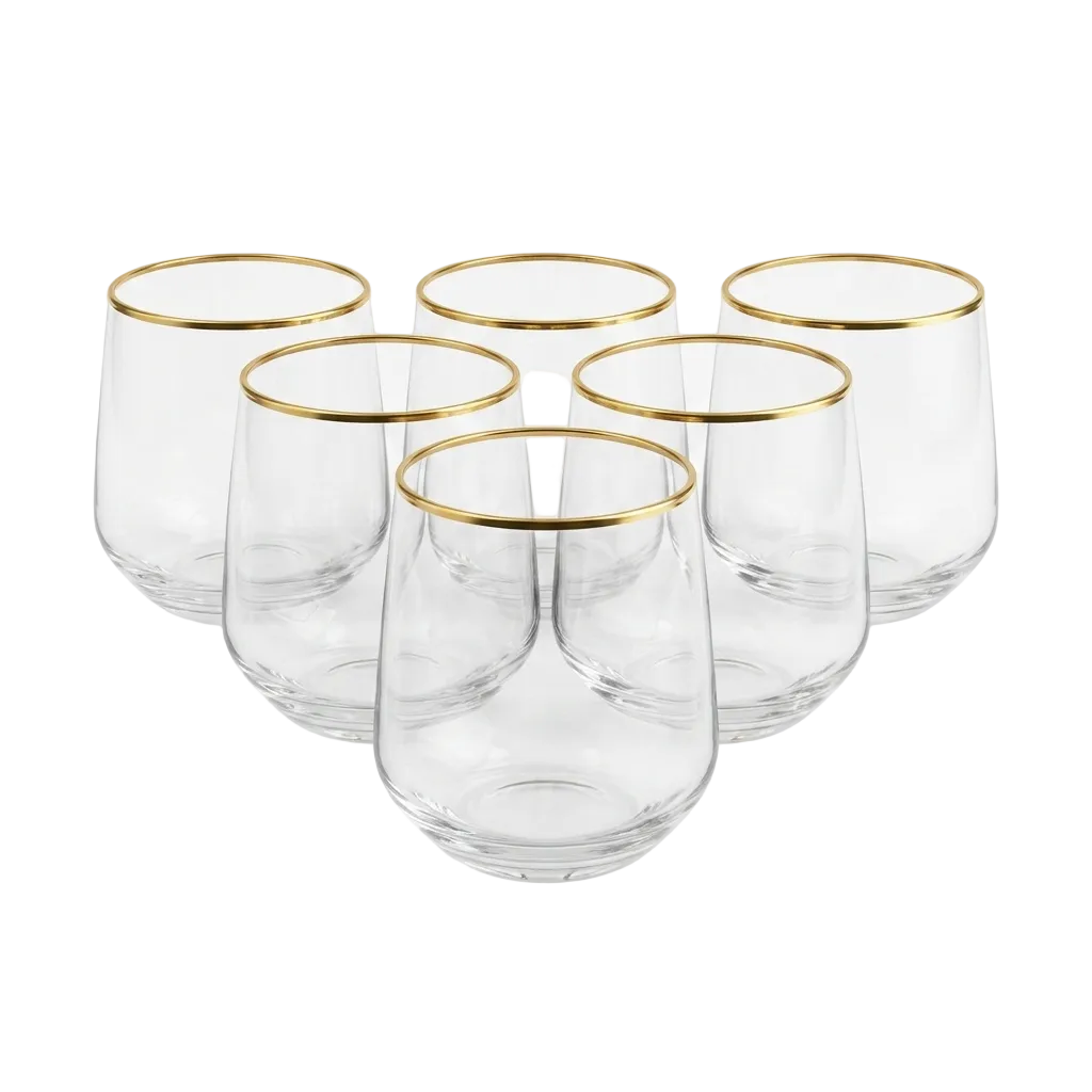 Minimalist Gold Rimed Glasses Set of 6
