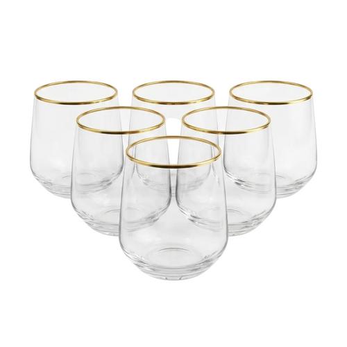Minimalist Gold Rimed Glasses Set of 6