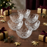 Diamond Cut Glass Serving Bowls Set of 6