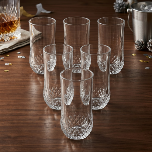 Elegant Crystal Etched Glasses Set of 6