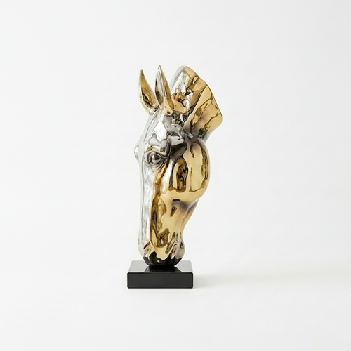 Modern Golden Horse Head Sculpture