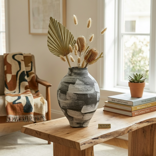 Elegant Horizon Textured Ceramic Vase