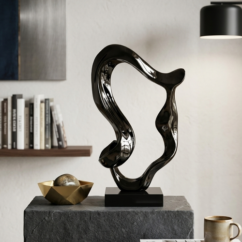 Elegant Black Obsidian Loop Sculpture