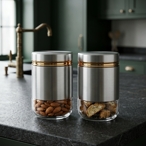 Premium Glass Kitchen Canister Set of 2