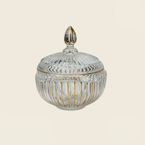 Elegant Crystal Candy Box with Gold Accents