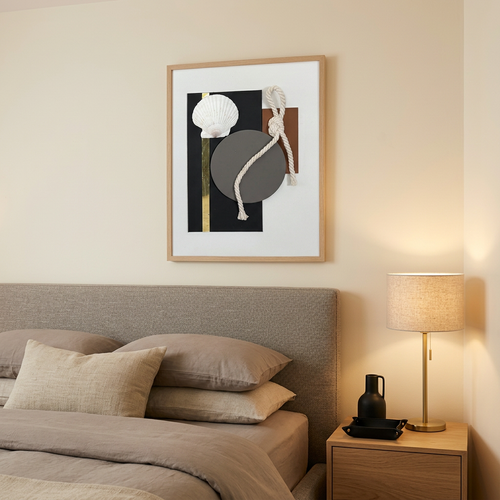 Geometric Seashore Mixed-Media Artwork