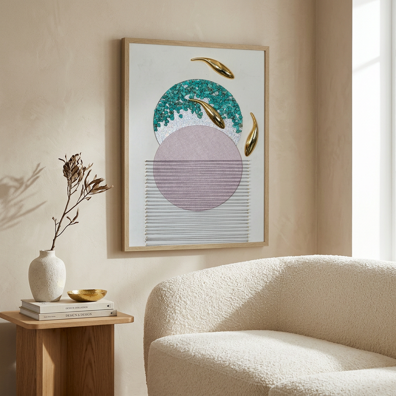 Golden Koi Serenity 3D Mixed-Media Wall Art