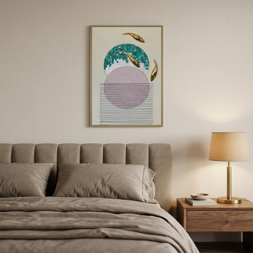 Golden Koi Serenity 3D Mixed-Media Wall Art