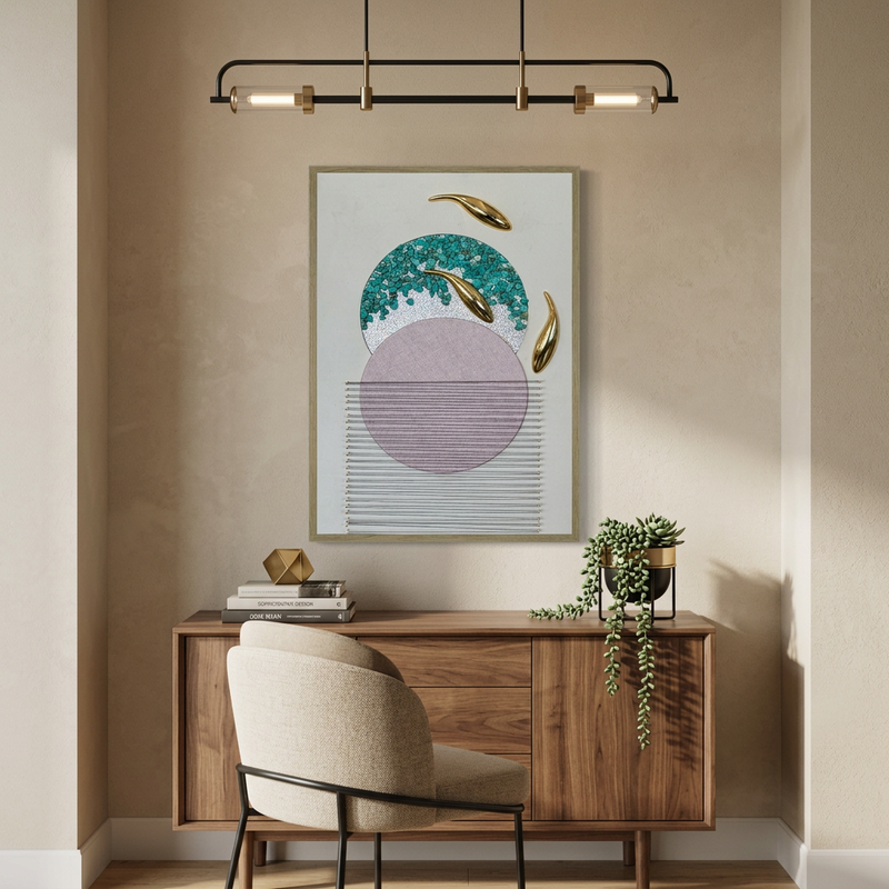 Golden Koi Serenity 3D Mixed-Media Wall Art